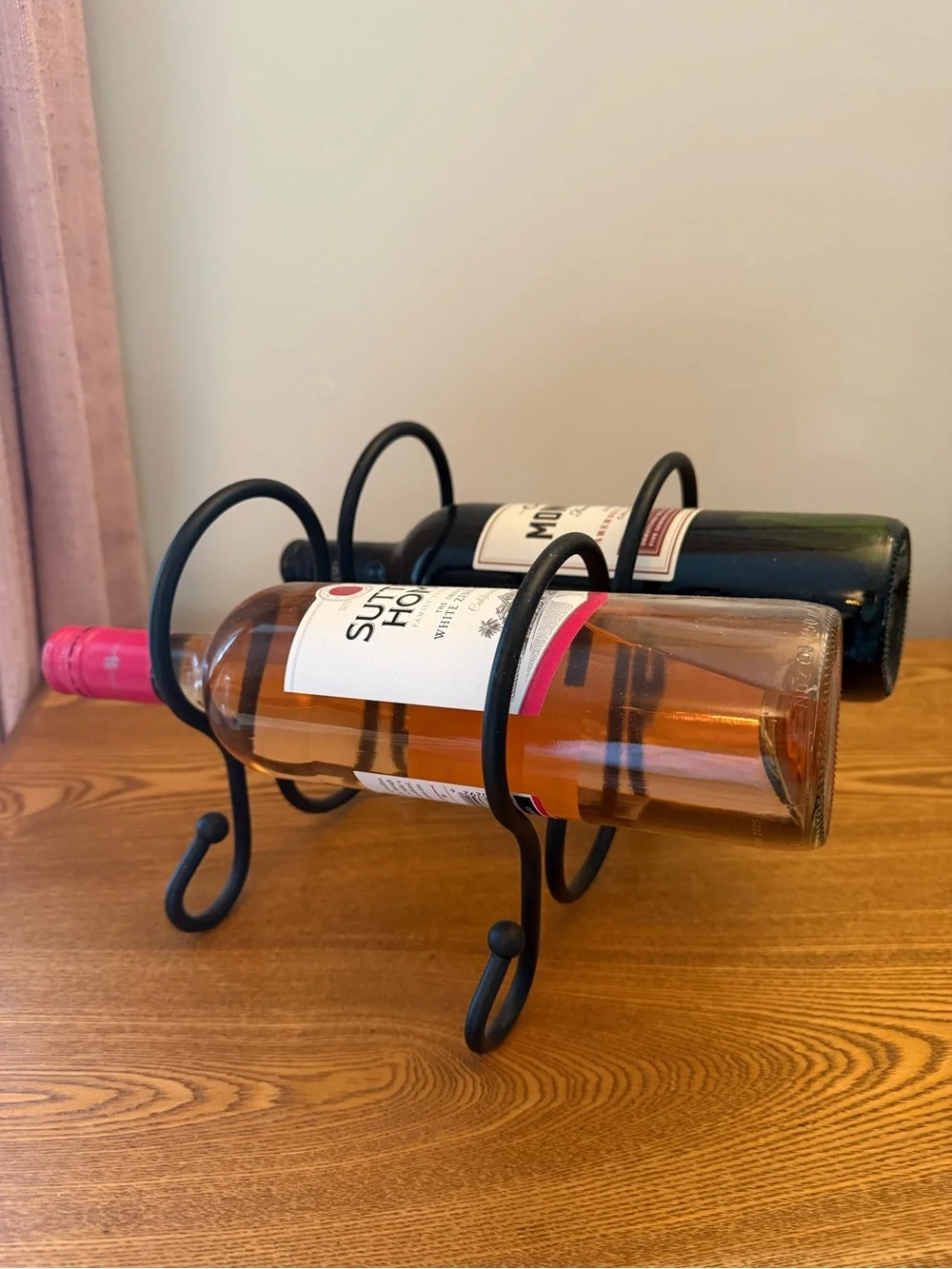 Metal 3 Bottle Wine Rack - Black